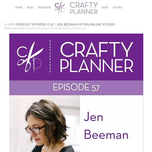 Crafty Planner Podcast Episode 57 graphic with purple header and Jen Beeman portrait, text reads "Episode 57"