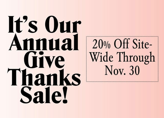 Grainline Studio Give Thanks Sale: 20% off site-wide through Nov. 30, on a pink gradient background