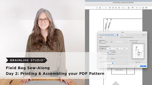 YouTube thumbnail for Field Bag Sew-Along Day 2: Printing & Assembling your PDF Pattern, print dialog box screenshot