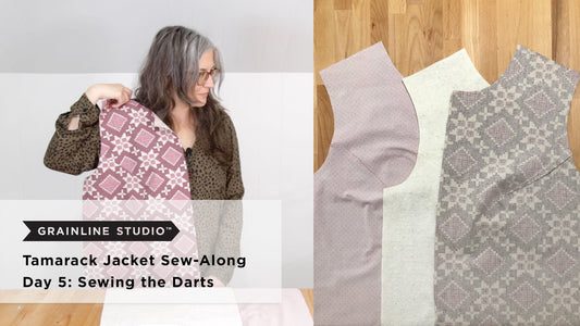 YouTube thumbnail for Tamarack Jacket Sew-Along Day 5: Sewing the Darts, jacket piece and three fabric layers with darts